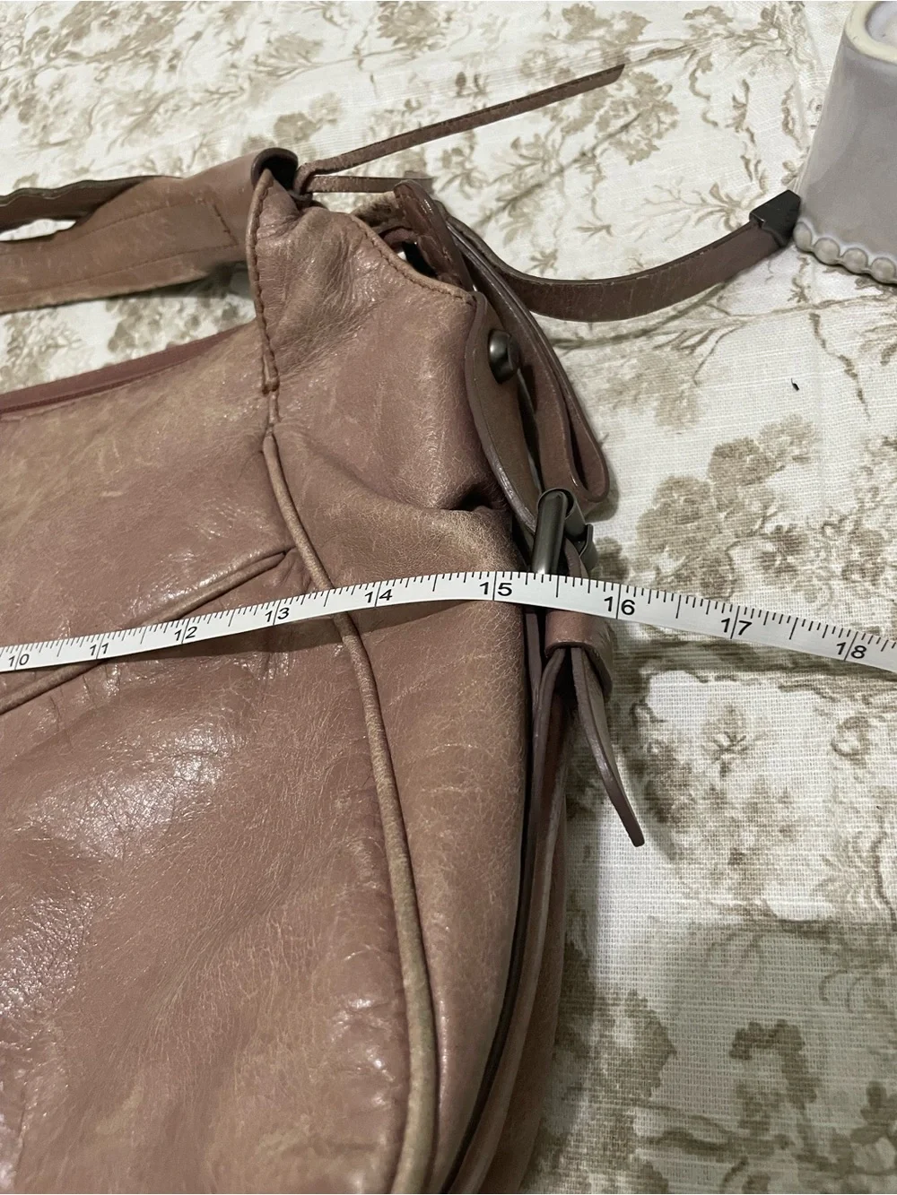 Francesco Biasia Metallic Rose Pink Leather Hobo Bag